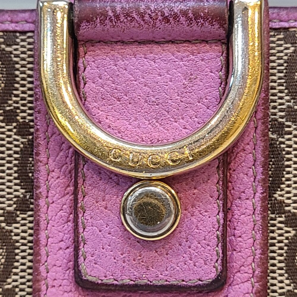 Vintage Gucci Abbey GG Horsebit Monogram Long Wallet Fuchsia Leather Trim Fair - Picture 2 of 15